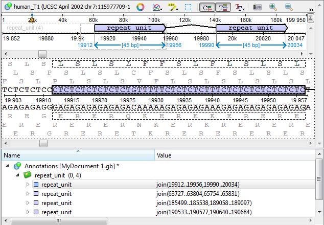 Tandem Repeats Finding To find tandem repeats, select the Analyze Find tandems.