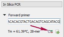 Click the Reverse-complement button for making a primer sequence reverse-complement: Click Show primers details for seeing statistic details about primers.
