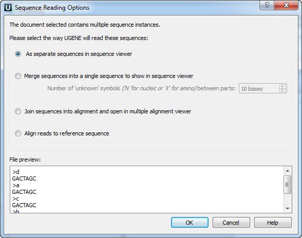 Select the reading options and click on the OK button.