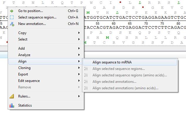 Spliced Alignment mrna and cdna UGENE allows to align spliced mrna/cdna sequence to genomic sequences.