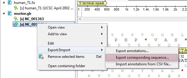The Export Selected Sequences dialog will appear: Here you can select the location of the result file and a sequence file format.