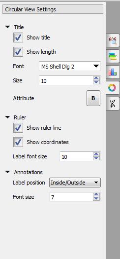 In the title section you can show or hide title and length, change font, size and attribute. In the ruler section you can show or hide ruler line and coordinates and change the label font size.