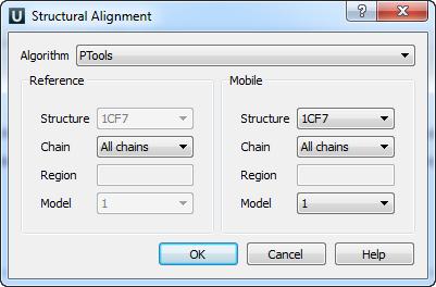 Structural Alignment To use the structural alignment call the Structural alignment->align with context menu item.