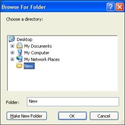 4. In Folder field, type a name for the folder. To make a new folder, click the Make New Folder button. 5. Click OK.
