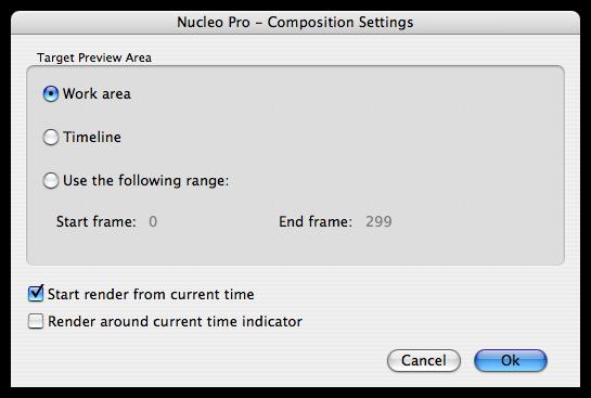 Nucleo Pro Composition Settings Window The Composition Settings dialog box allows you to store per-composition preference settings for Spec Preview.