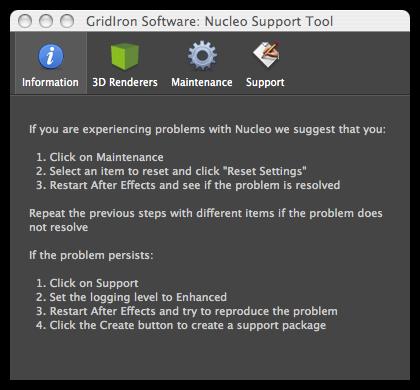 Support Tool Nucleo Pro comes with a tool to assist in troubleshooting and reporting if things go wrong. You can access the support tool in to ways: 1.