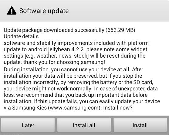 You will need to do this on all 3 tablets, but the installation can be done concurrently to save time. To install the update, follow these steps: 1.