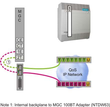 Appendix D: Supported cabling options Page 215 of 224 Figure 62 on page 215 shows the MGC cabling from the backplane connector to the