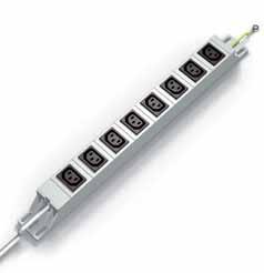 Accessories EURO socket strips, 6-way Rated value: 10 A / 250 VAC Standard: IEC 320 Scope of delivery: 1 socket strip with earth line and mounting hardware 1 2 3 EURO socket strip, 6-way Connecting