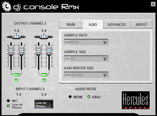 Hercules DJ Console RMX Configuration - Sound Device You can choose to use another sound card that you may already have, or you can use the Hercules DJ Console RMX as a sound device.