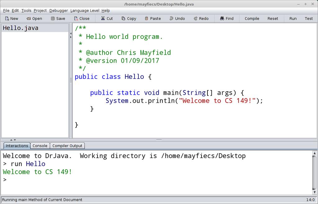 Model 2 Hello, World! Questions (10 min) 5. What is the name of the class? What is the name of the file? What directory is it in? 6. How many lines of code is the above program?