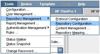 Configuring the Child Repositories 1. Select Tools > Repository Management > Repository Configuration from the menu.