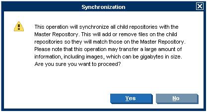 Synchronizing repositories 1. Select Tools > Repository Management > Repository Configuration from the menu. 2. In the Repository Configuration dialog box, click the Sync All button. 3.