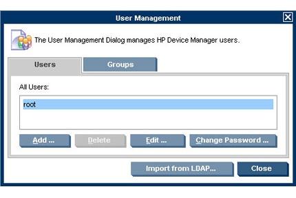9 Security management There are two forms of security management in HP Device Manager, user management and authentication management.