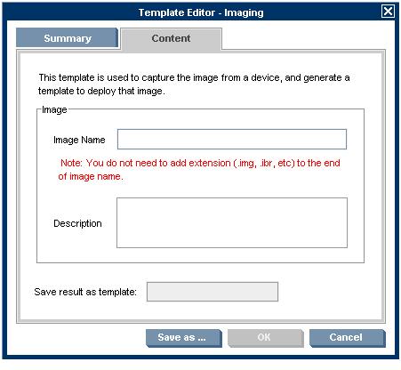 _PXE Capture Figure 11-13 Template Editor PXE Capture This template will capture a full disk