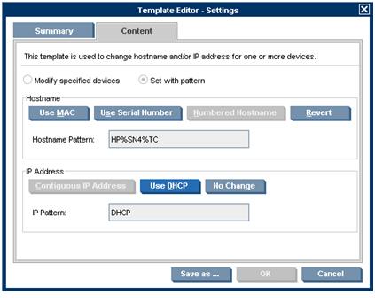 Figure 11-29 Template Editor Hostname and IP