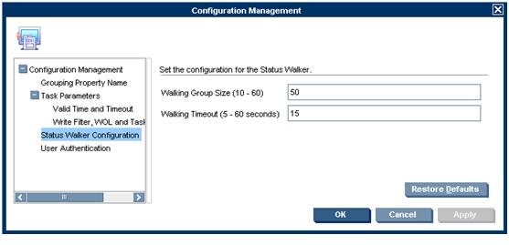 Configuring the Status Walker You can configure the Status Walker to suit your requirements as follows: 1.