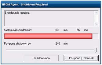 Figure 4-11 Task deferement Shutdown required Users can set the postpone time by dragging the slider and clicking the Postpone button to postpone a reboot/shutdown.