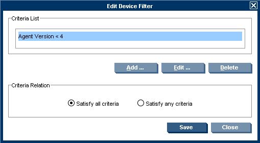 2. Double-click an existing filter or choose an existing filter and then click Edit to open the Edit Device Filter dialog box. Figure 5-10 Editing a Device Filter 3.