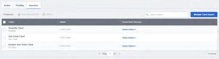 From here, you can select up to 50 at a time in order to add subscriptions in a batch. To import your client records: 1.