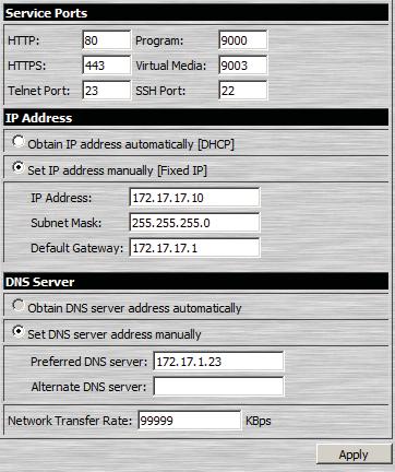 4. Administration Network The Network dialog is used to specify the KN1000's network environment.