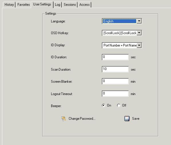 User Settings The User Settings page allows users to set up their own, individual, working environments.