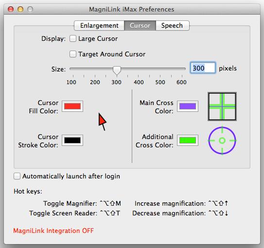 3.2 Cursor It is not possible for MagniLink imax to enlarge the system cursor itself.