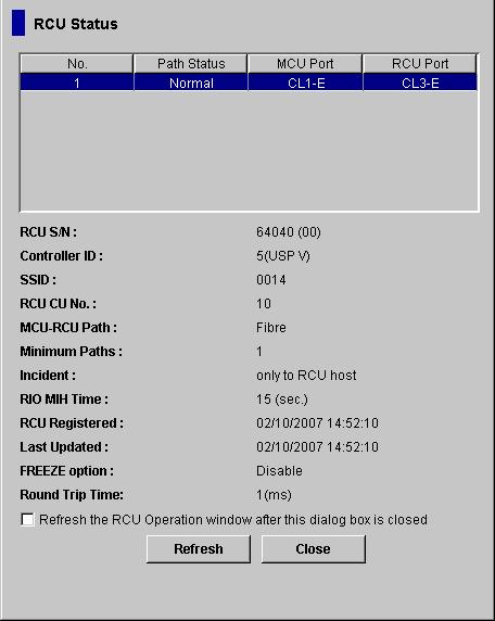 Table 5-3 describes the path status descriptions. To view the detailed RCU status information: 1. Click the RCU Operation tab, and click the MCU&RCU display button. 2.