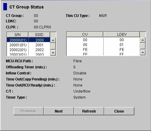 Figure 5-10 CT Group Status Dialog Box CT Group: Group number of the selected consistency group. This CU Type: CU type (MCU or RCU) of the selected consistency group.