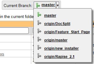 The page will display the flders and files fr the currently selected branch (in the example abve master ), yu can change the current branch at any time by selecting it frm the drpdwn menu: 8.2.