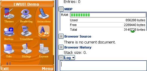 Footprint Jar size as low as 50kb for a small application Memory depends on theme/functionality/resolution UI Demo runs
