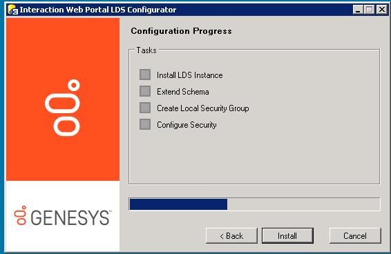 The Configuration Progress dialog box appears and displays task