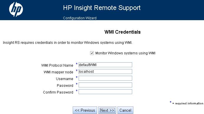 These are the default access credentials required for Insight Remote Support on the Hosting Device to communicate with and retrieve event details from your Windows Managed Systems, including those