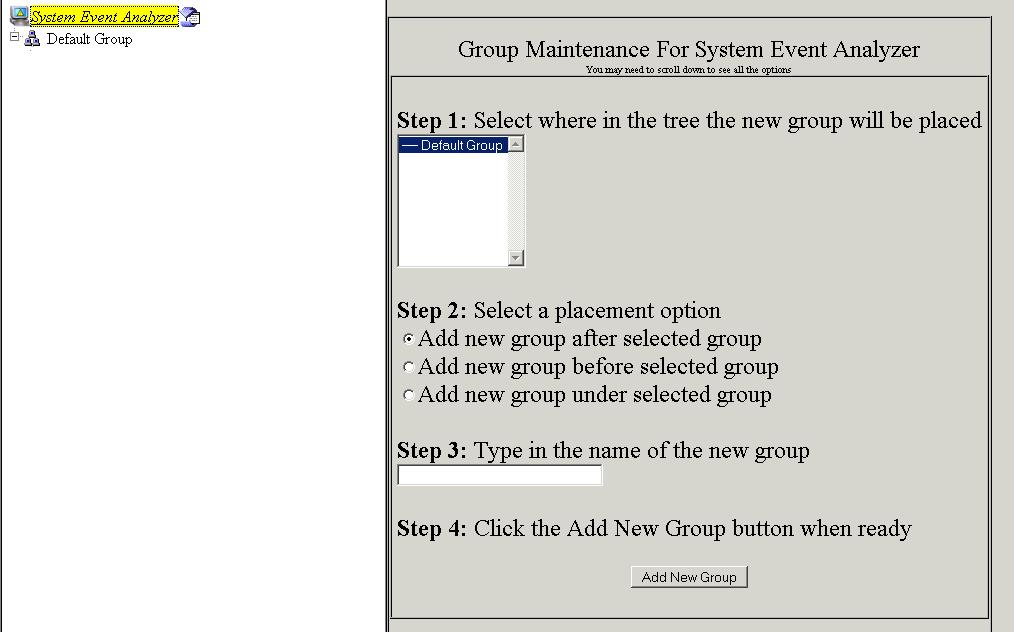 3. You can create new groups or use the default group. Once you have all of the groups you want, add Managed Systems to those groups.