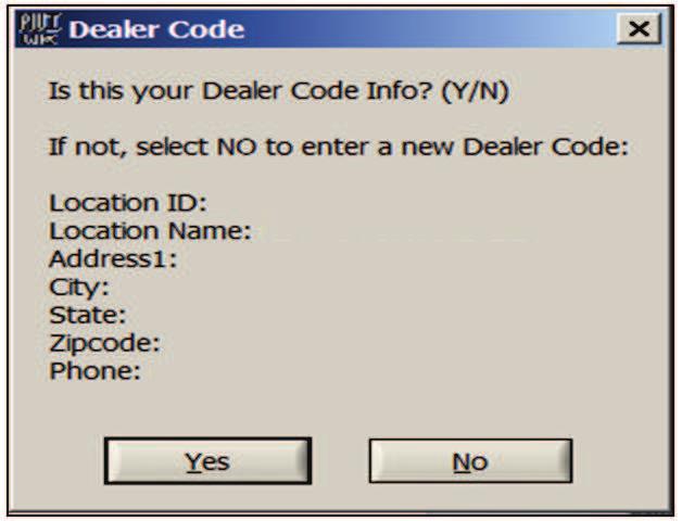 Dealer Code and the click Yes. 8.