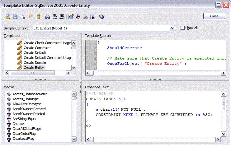 The Template Editor The Template Editor is shown in