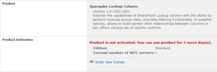 Find Sparqube Lookup Column and click it 4) In product detail