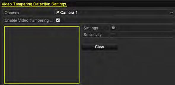 8.4 Detecting Video Tampering Alarm Purpose: Trigger alarm when the lens is covered and take alarm response action(s). 1.