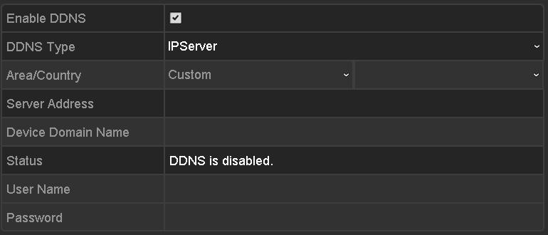 Figure 11. 5 IPServer Settings Interface DynDNS: 1) Enter Server Address for DynDNS (i.e. members.dyndns.org).