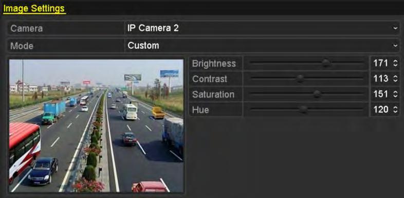 13.3 Configuring Video Parameters 1. Enter the Image Settings interface. Menu > Camera >Image Figure 13. 4 Image Settings Interface 2.