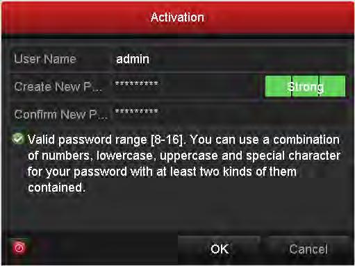 2.2 Setting Admin Password Purpose: For the first-time access, you need to activate the device by setting an admin password. No operation is allowed before activation. 1.