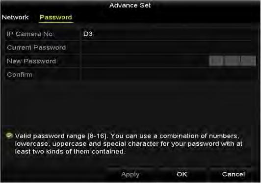Figure 2. 26 Password Configuration of the Camera 3. Click OK to save the settings and exit the interface.