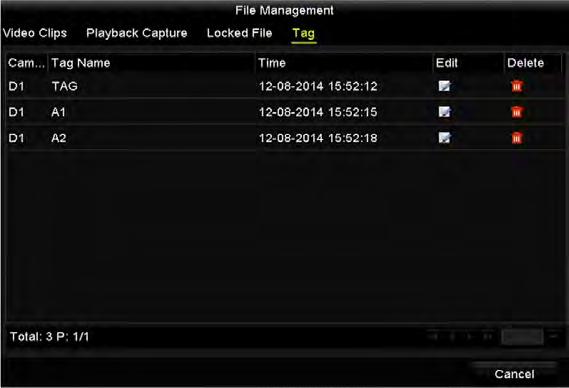 Figure 6. 8 Interface of Playback by Time Click Click button to add default tag. button to add customized tag and input tag name. Max. 64 tags can be added to a single video file. 3.