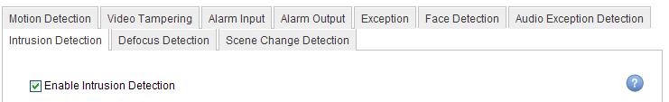 Events > Intrusion Detection. Figure 6. 11 Setting Intrusion Detection on IP Camera 2. Configure the required parameters of intrusion detection, including area, arming schedule and linkage methods.