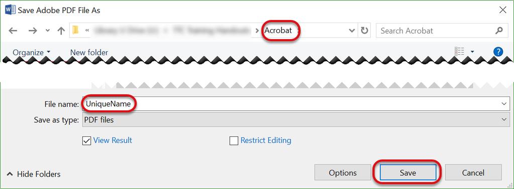 Office will populate the Acrobat PDFMaker window, which will allow document information to be included such as