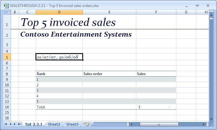 Free-format functions 3.3.3 Walk-through: Ranking sales 3.3.3.1 Scenario You ve been asked to provide a report of the highest value invoiced sales orders for a given period.