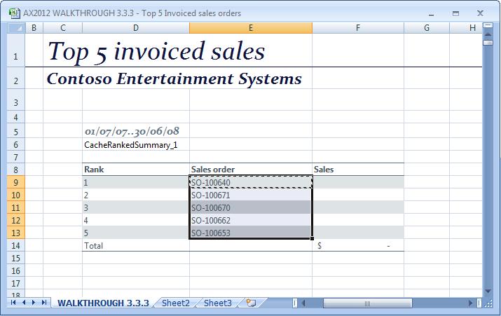 Select cell F9 15. From the Ribbon bar, on the Atlas tab, in the Reporting group click the Balance button 16. Expand the Customer invoice journal node to reveal the available cached result-sets 17.