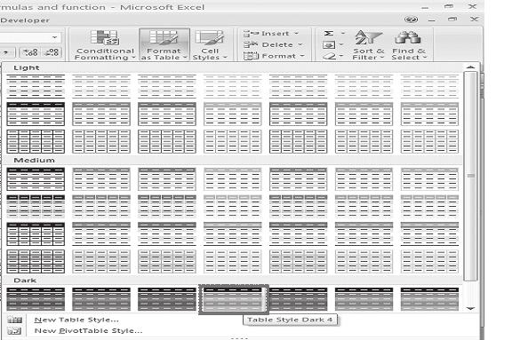 Formatting Worksheets :: 159 Fig. 7.27 3. Select any one format.