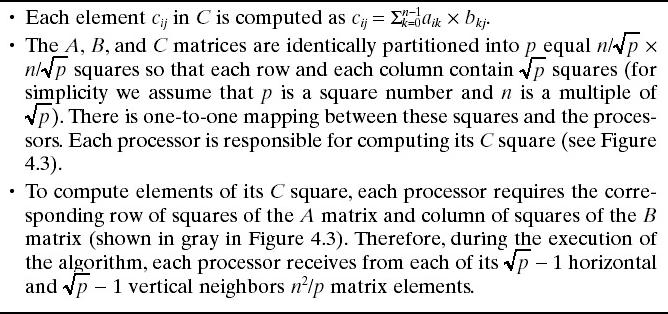 2D decomposition of matrices instead of 1D Total per-processor communication cost, Total execution time of that parallel alg, Considerably less than in the 1D alg Further improvements can be made to