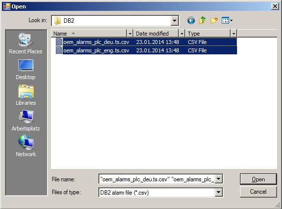 Configuring alarms 7.3 Configuring DB2 alarms 4. Select all the desired files, for example by dragging a selection rectangle around the files with the mouse. 5.